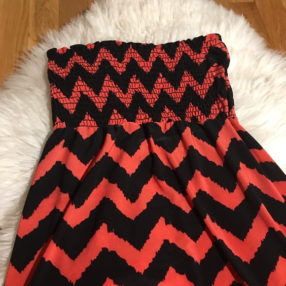 Strapless Chevron High Low Maxi Dress - Picture 6 of 7